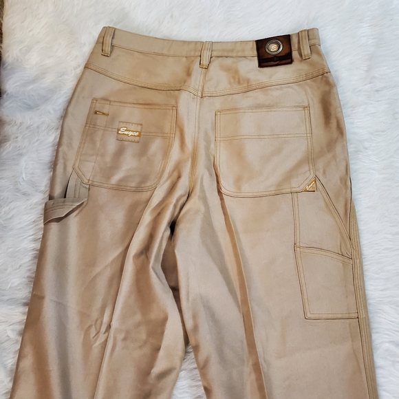 Vintage 90s Enyce Beige Brown Oiled Carpenter Jeans - Picture 5 of 10